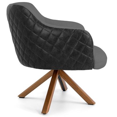 Poltrona Base Giratória Linho Cinza C-416 Corano Preto