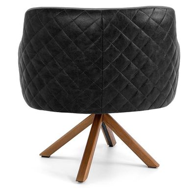 Poltrona Base Giratória Linho Cinza C-416 Corano Preto