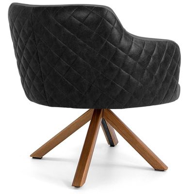Poltrona Base Giratória Linho Cinza C-416 Corano Preto
