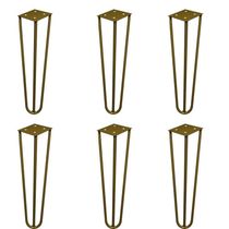Kit 6 Pés De Metal 25 Cm Hairpin Legs Rack E Puffs Dourado