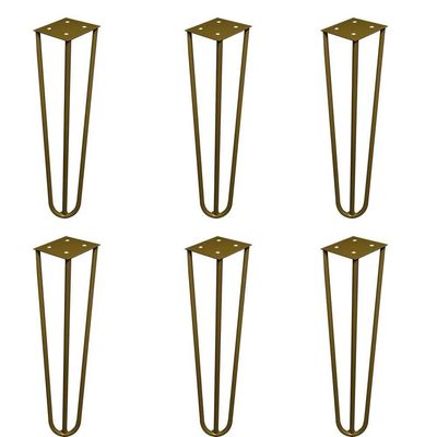 Kit 6 Pés De Metal 25 Cm Hairpin Legs Rack E Puffs Dourado