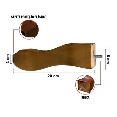Kit 04 Pés Retro Castanho 20 Cm - D'rossi