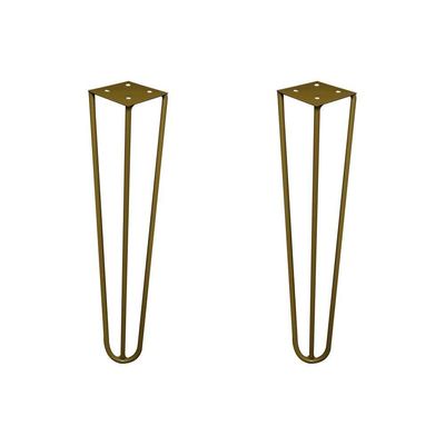 Kit 2 Pés De Metal 30 Cm Mesa De Canto Rack E Puffs Dourado