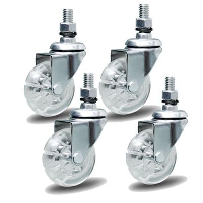 4 Rodizio Gel Cristal 50mm X 3/4 Com Espiga Sem Freio