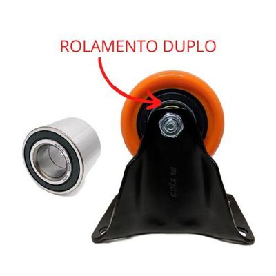 Rodízio Placa Fixa 2 Pol. Polipropileno Laranja Série 210