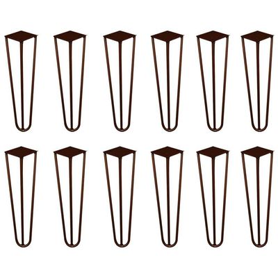 Kit 12 Pés De Metal 30 Cm Hairpin Legs Mesa De Canto Rack E Puffs Bronze G41