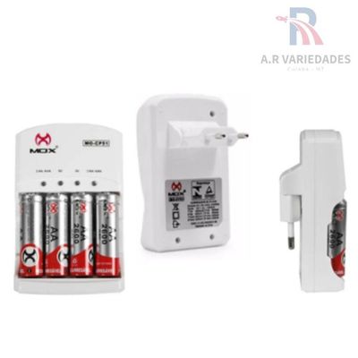 Carregador De Pilhas E Pilhas Mox Imcomparaveis Otimas