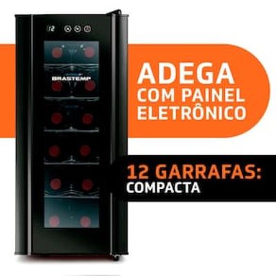 Adega de Vinhos Brastemp BZC12BE com Iluminação Led com Painel Eletrônico para 12 Garrafas - Preta Preto / 110
