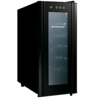 Adega de Vinhos Brastemp BZC12BE com Iluminação Led com Painel Eletrônico para 12 Garrafas - Preta Preto / 110