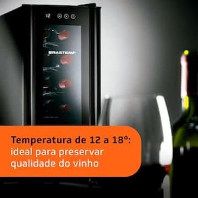 Adega de Vinhos Brastemp BZC12BE com Iluminação Led com Painel Eletrônico para 12 Garrafas - Preta Preto / 110