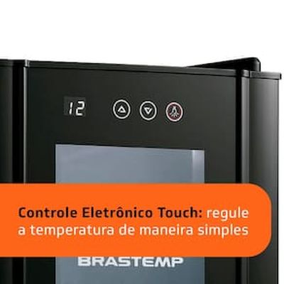 Adega de Vinhos Brastemp BZC12BE com Iluminação Led com Painel Eletrônico para 12 Garrafas - Preta Preto / 110