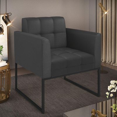 Poltrona Elisa Corino Base Metálica Industrial Preto - D'rossi Cor Preto