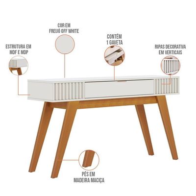Kit Aparador Com Mesa De Centro 1 Gaveta Freijó Off White