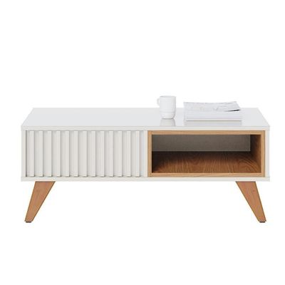 Kit Aparador Com Mesa De Centro 1 Gaveta Freijó Off White