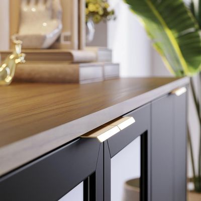 Kit Aparador Com Mesa De Centro Delta C04 Preto Noce Milano