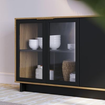 Kit Aparador Com Mesa De Centro Delta C04 Preto Noce Milano