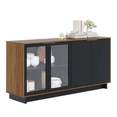 Kit Aparador Com Mesa De Centro Delta C04 Preto Noce Milano