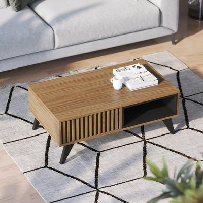Kit Aparador Com Mesa De Centro Delta C04 Preto Noce Milano