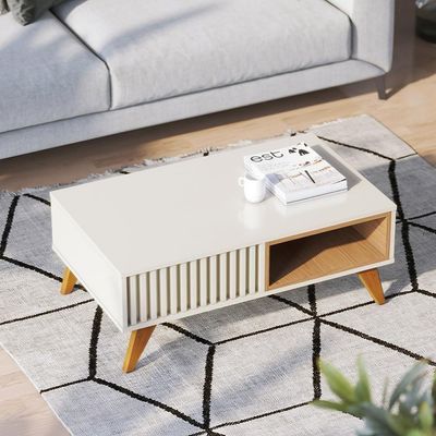 Kit Aparador Com Mesa De Centro Delta C04 Freijó Off White