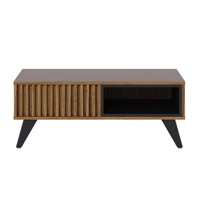 Kit Aparador Com Mesa De Centro 1 Gaveta Preto Noce Milano
