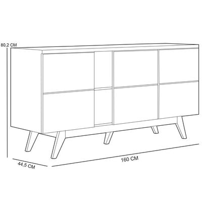 Aparador Buffet Para Sala De Jantar 03 Portas íris C04 Off Matte Freijó - Lyam