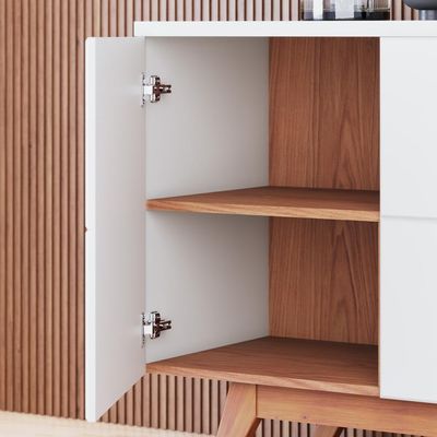 Aparador Buffet Para Sala De Jantar 03 Portas íris C04 Off Matte Freijó - Lyam