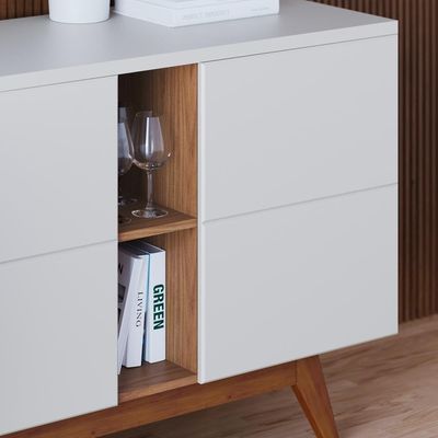 Aparador Buffet Para Sala De Jantar 03 Portas íris C04 Off Matte Freijó - Lyam
