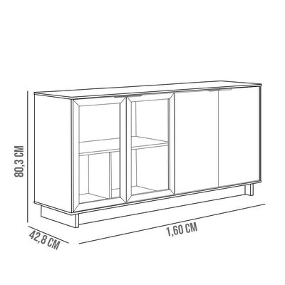 Aparador Buffet De Jantar 04 Portas C04 Preto Noce Milano