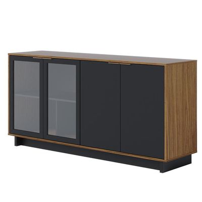 Aparador Buffet De Jantar 04 Portas C04 Preto Noce Milano