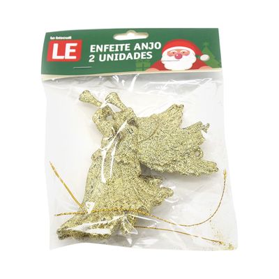 Enfeite Natal Le Anjo Gliter com 2 Unidades UNICA