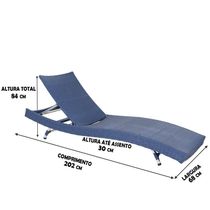 2 Espreguiçadeiras Alumínio Com 6 Regulagens Azul Dark