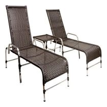 Espreguiçadeiras E Mesa Confortável Para Piscina Tabaco