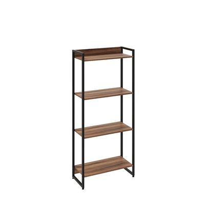 Kit Escritório Estante 4 Prateleiras Com Mesa 135Cm Nogal