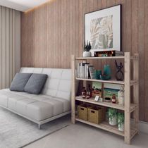 Livreiro Em Oferta Para Chão Básico Madeira Natural Imperdível