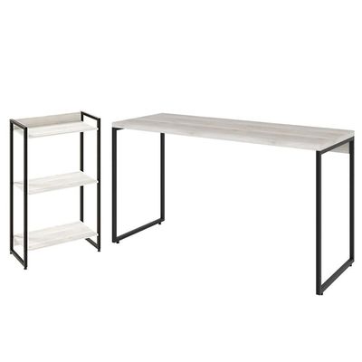 Kit Escritório Estante 3 Prateleiras Com Mesa 135Cm Snow