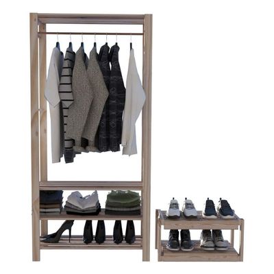 Kit Aparador Sem Portas Espaçoso 60X50Cm 3 Tábuas Exclusivo Livros E Arara Organizar 100% Pinus Sapa
