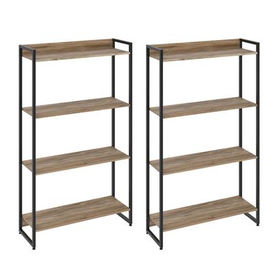 Kit 2 Estantes Escritório 4 Prateleiras 145x80cm Carvalho