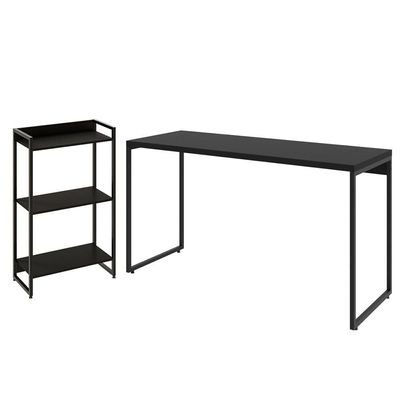 Kit Escritório Estante 3 Prateleiras Com Mesa 135Cm Onix