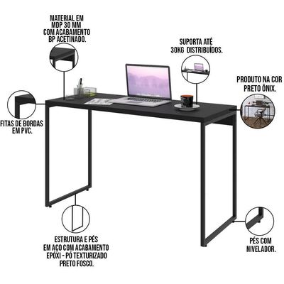 Kit Escritório Estante 3 Prateleiras Com Mesa 120Cm Onix