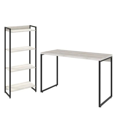 Kit Escritório Estante 4 Prateleiras Com Mesa 120Cm Snow