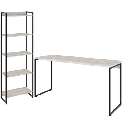 Kit Escritório Estante 5 Prateleiras Com Mesa 150Cm Snow