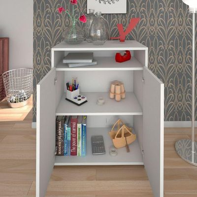 Balcão Multiuso Escritório Sala Cool A02 02 Portas Branco