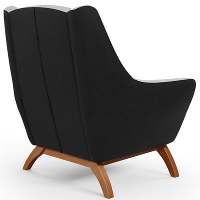 Kit 2 Poltronas Corano Preto C-05 Linho Cinza D-315