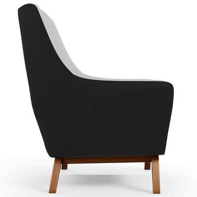 Kit 2 Poltronas Corano Preto C-05 Linho Cinza D-315