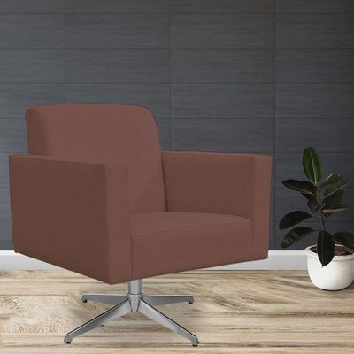 Poltrona Com Base Giratória Para Sala De Estar Suede Rosê
