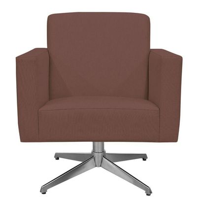 Poltrona Com Base Giratória Para Sala De Estar Suede Rosê