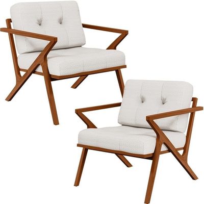 Kit 02 Poltronas Com Cintas De Corano Laís Bouclê Cru