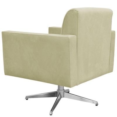 Poltrona Com Base Giratória Para Sala De Estar Suede Bege