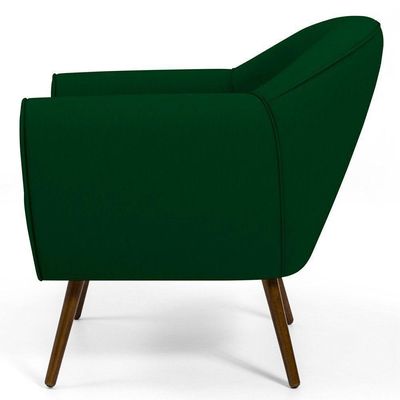 Poltrona Com Pés Palito Nina Veludo Verde Liso C-303