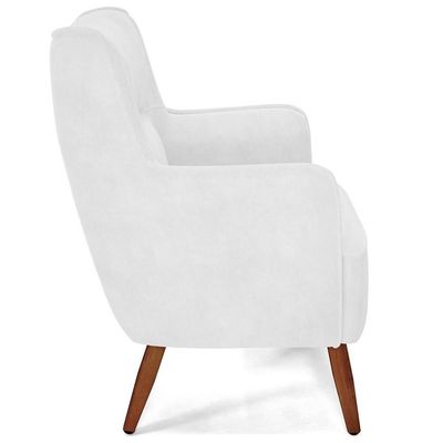 Kit 02 Poltronas Fixa Pés De Madeira Corano Branco C-12